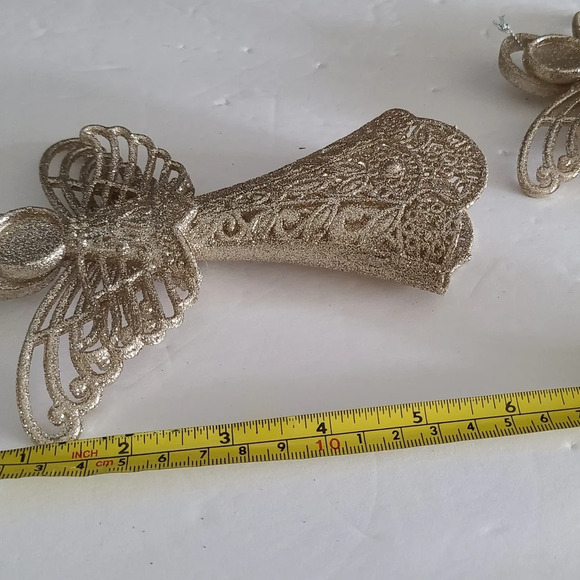 Lot of 2 Christmas tree ornaments Glittered gold Angel  plastic 6 in. - Picture 8 of 8